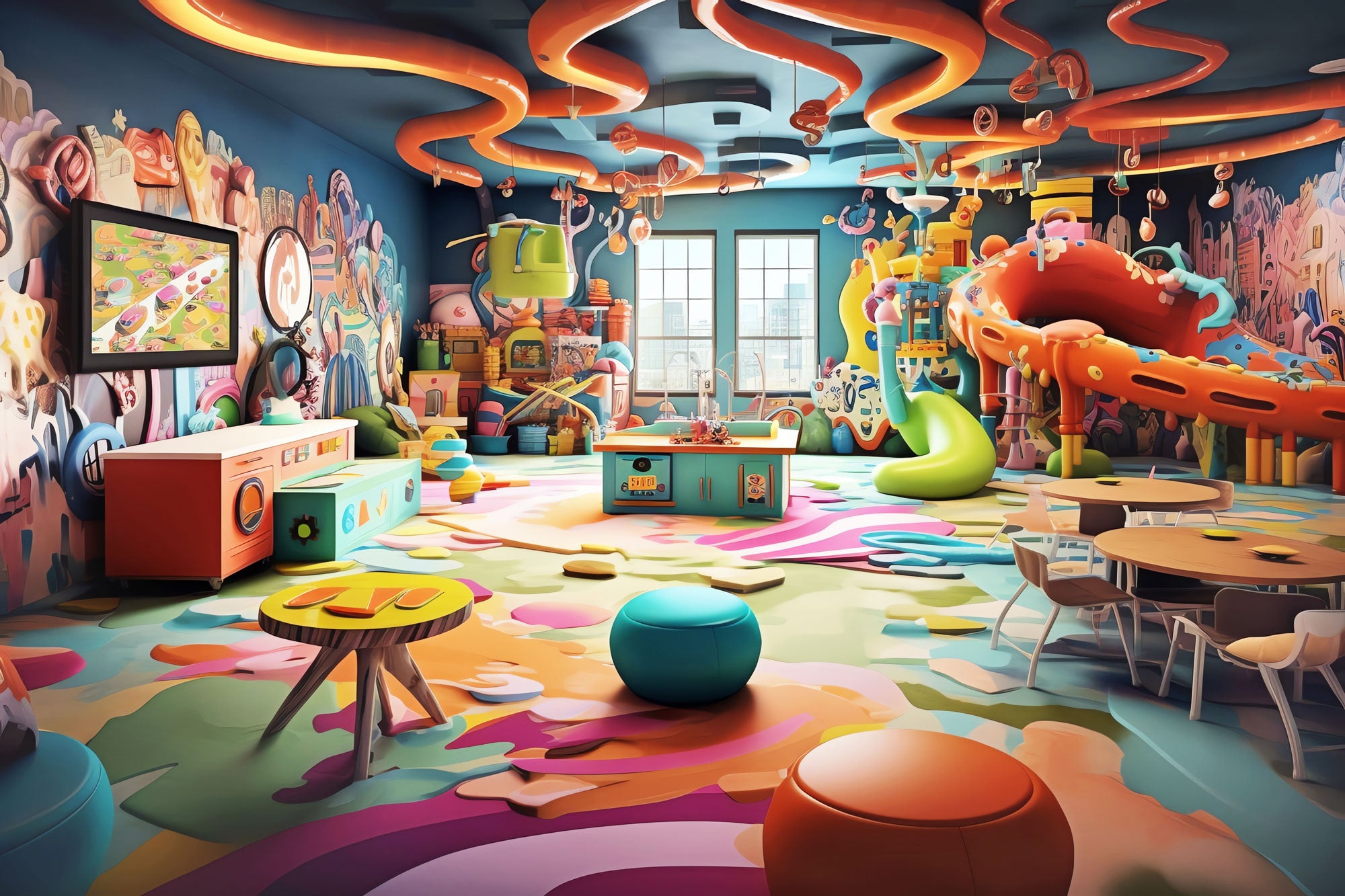custom interior design space printed for kid daycare activity room